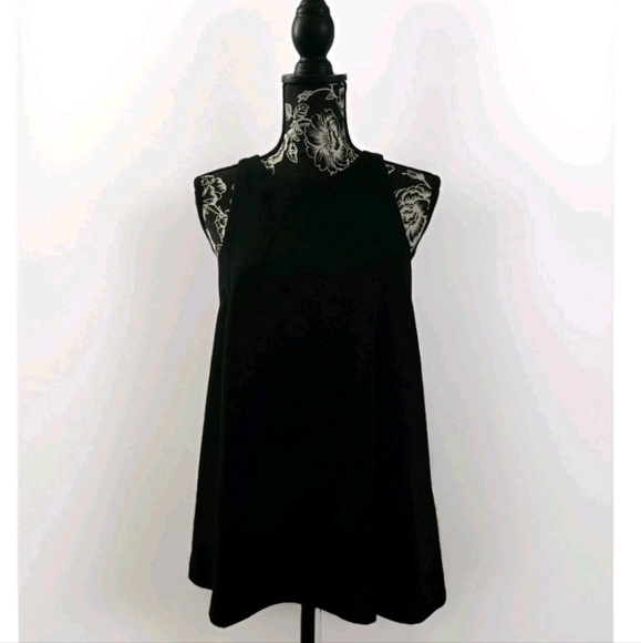 Nwt Ann Taylor Lined Babydoll Top With Bow Accent  Black Size Small - Picture 4 of 6